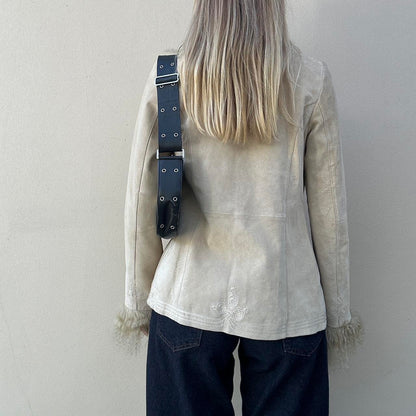 Vintage 00s suede & Mongolian fur afghan coat