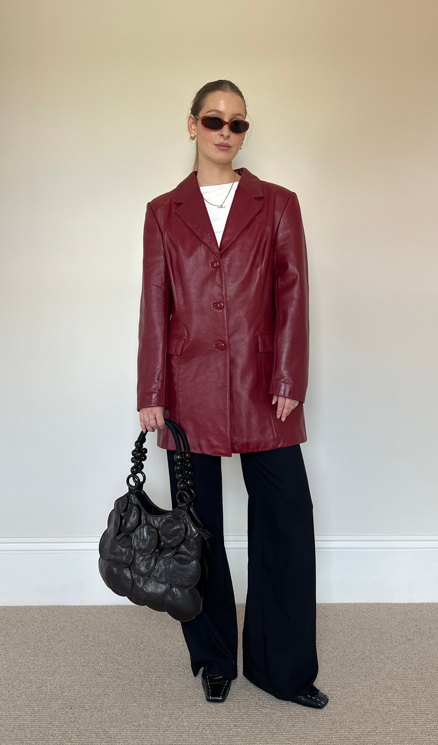 Vintage burgundy leather blazer
