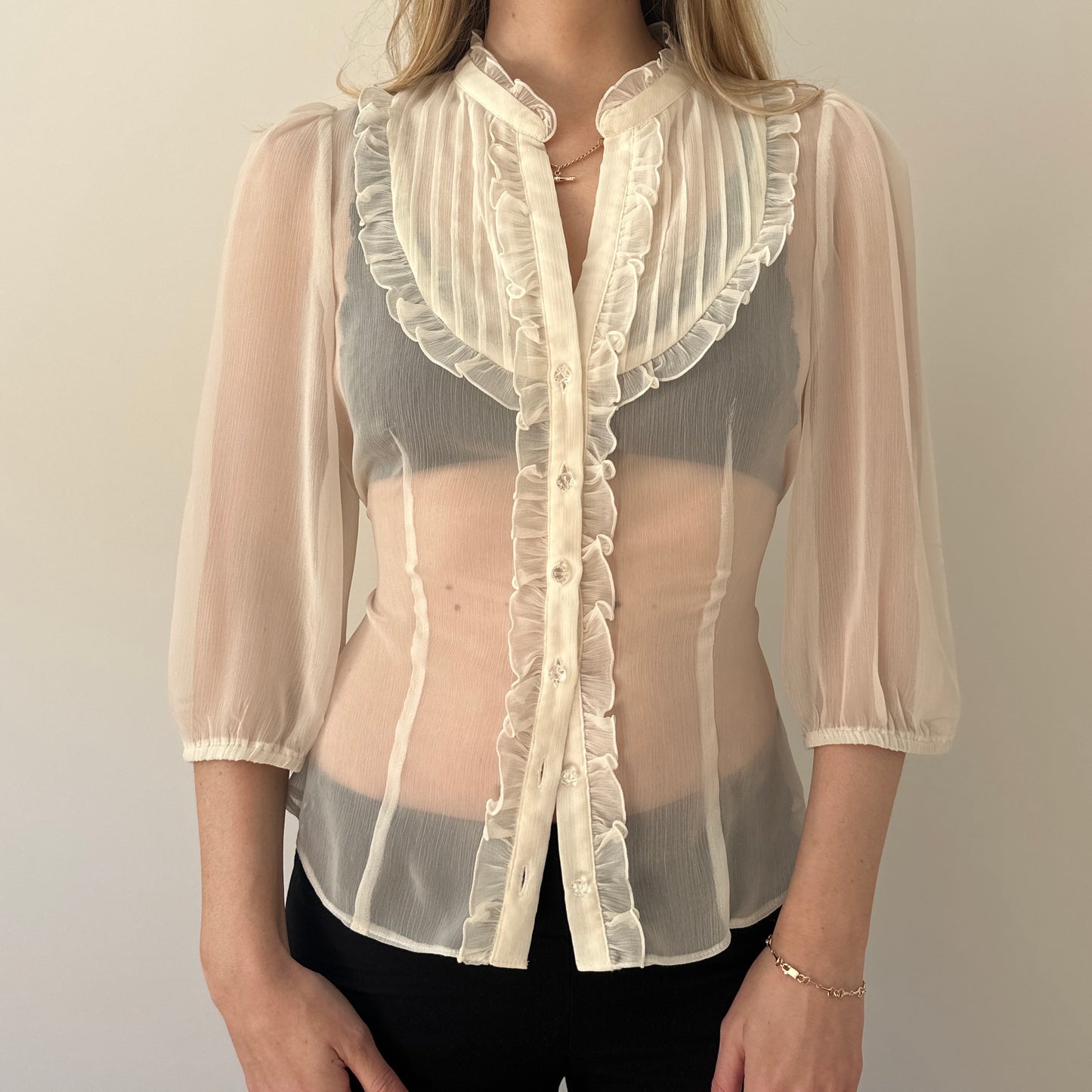 Vintage sheer frill blouse