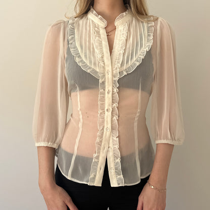 Vintage sheer frill blouse