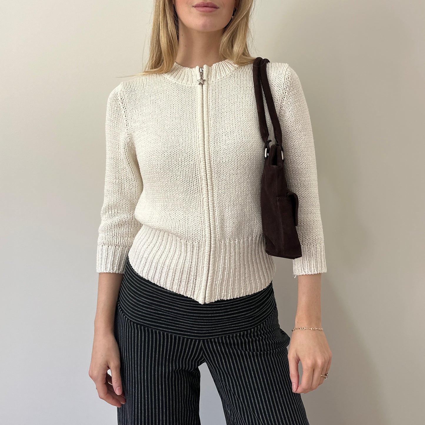Cream zip jumper