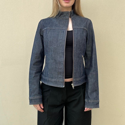 Vintage FCUK denim asymmetrical jacket