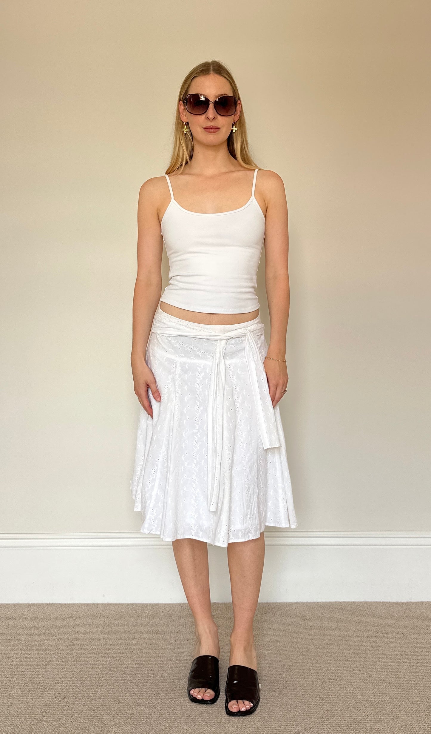 Vintage white broderie anglaise skirt