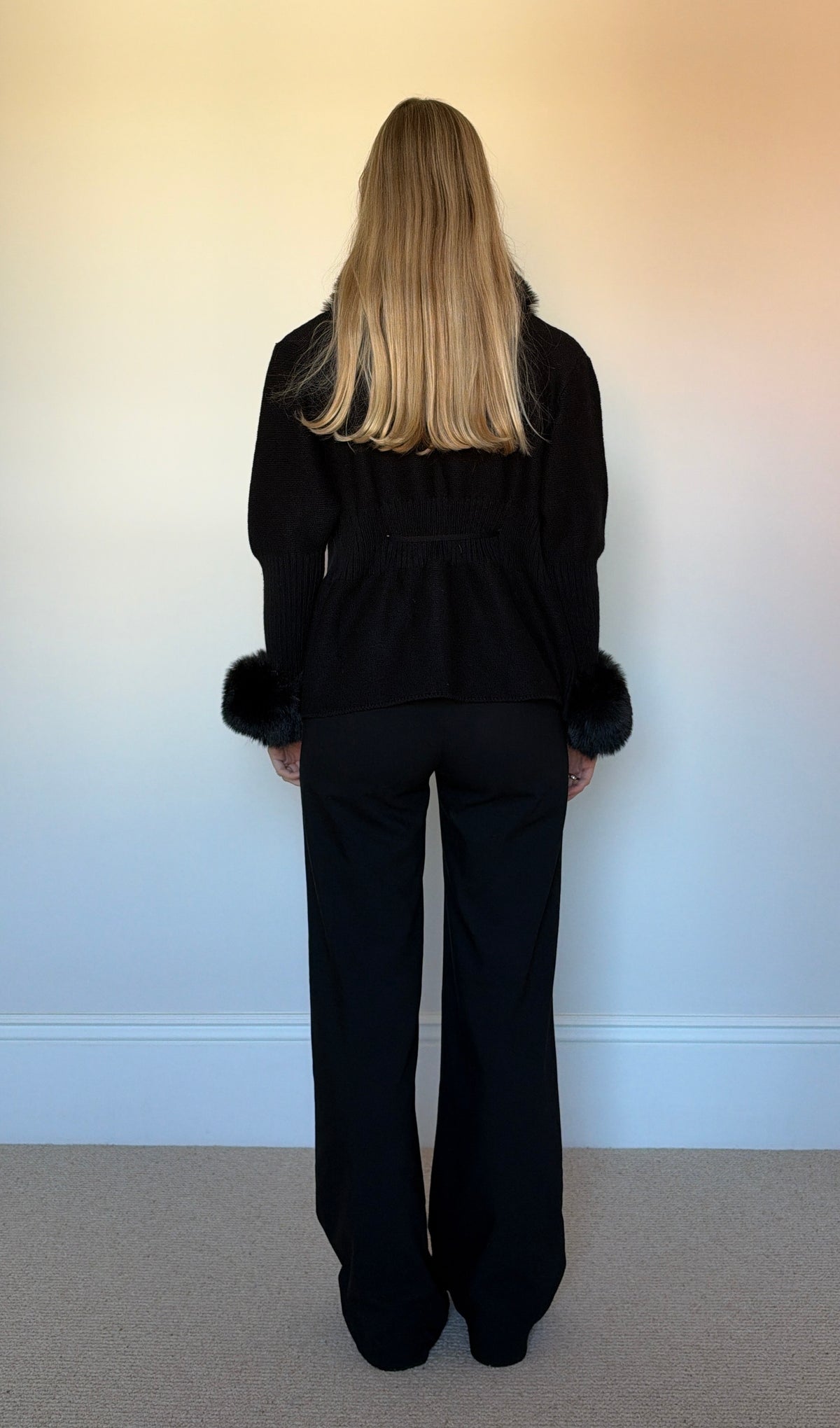 faux fur black cardigan