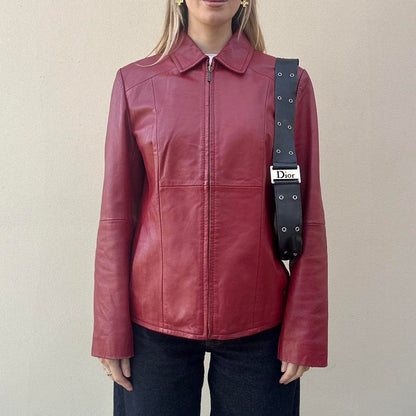 Vintage 90s red leather jacket