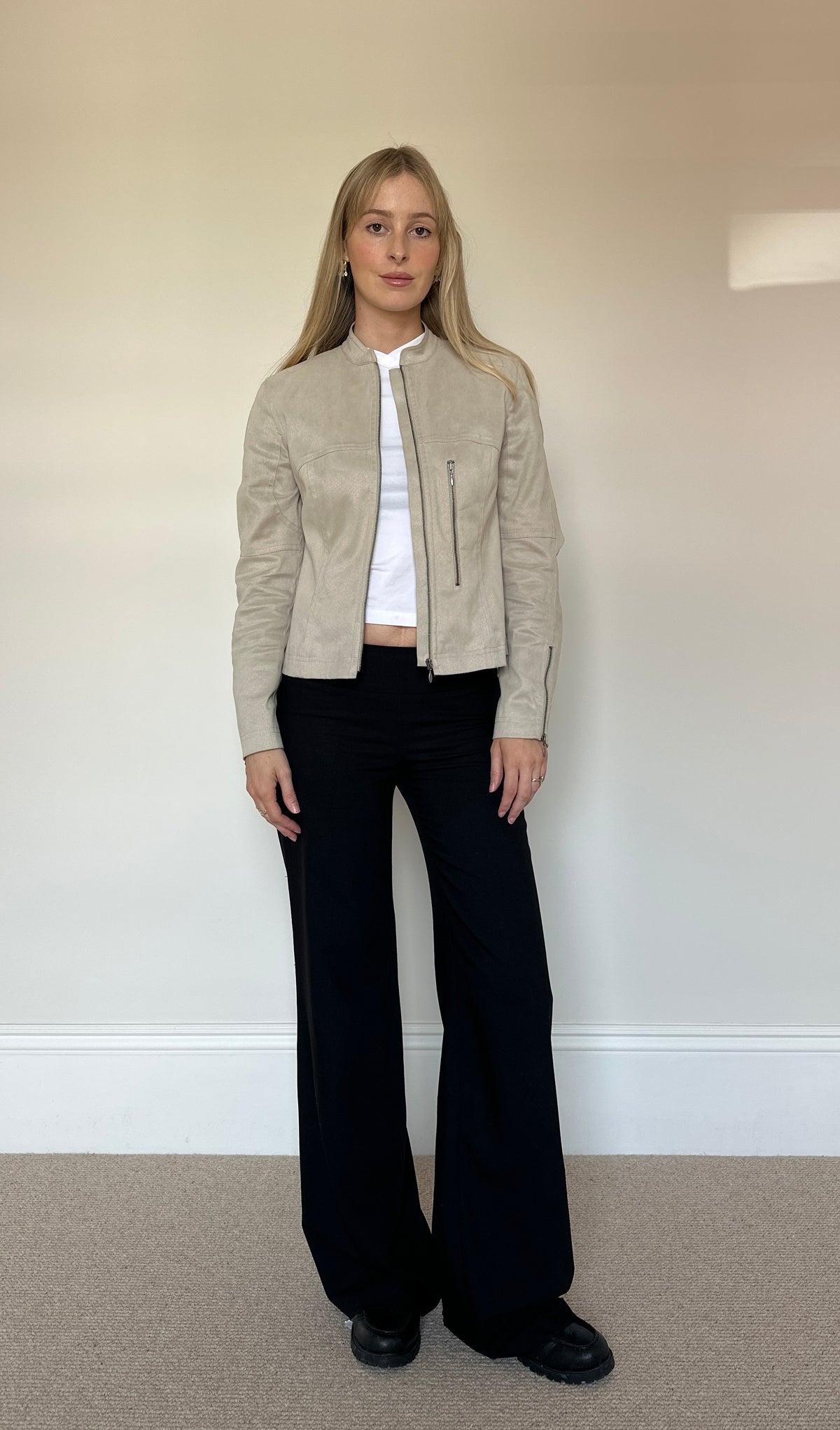 Vintage faux suede biker jacket