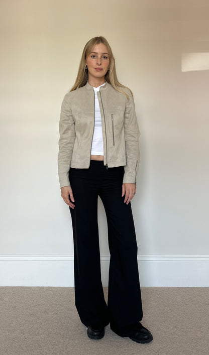 Vintage faux suede biker jacket