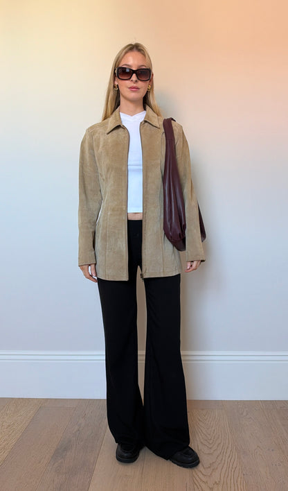 Vintage camel suede belted jacket