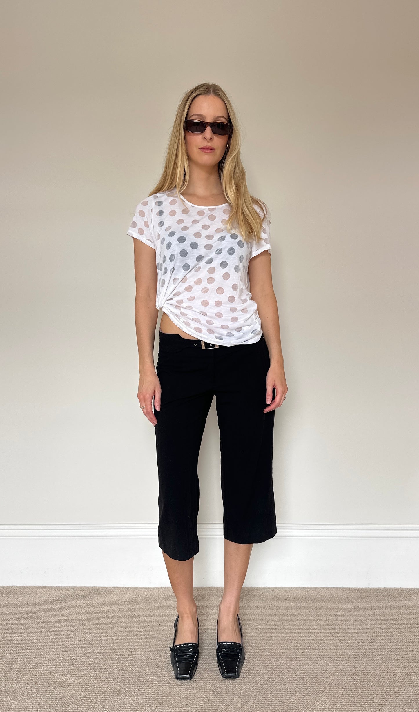 Vintage Polka dot Semi-Sheer T-shirt