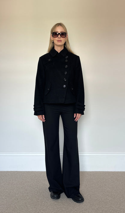 Black wool asymmetrical jacket