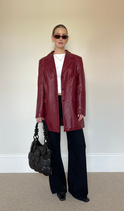 Vintage burgundy leather blazer