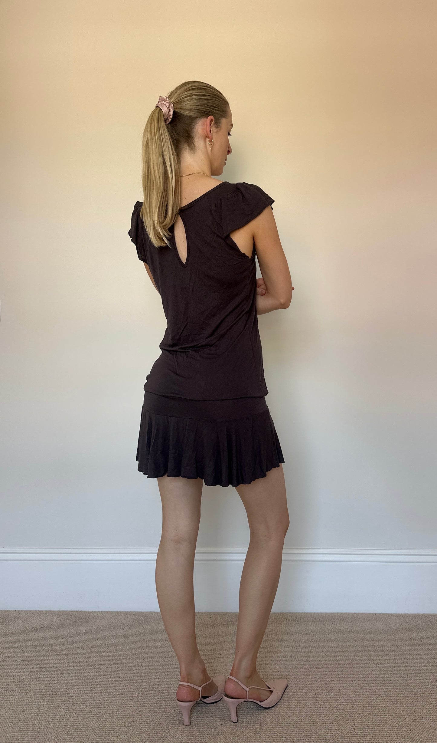Vintage brown drop waist dress