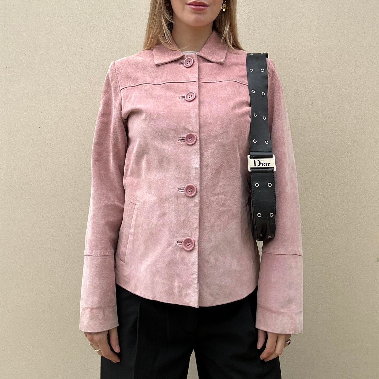 Vintage 90s pink suede jacket