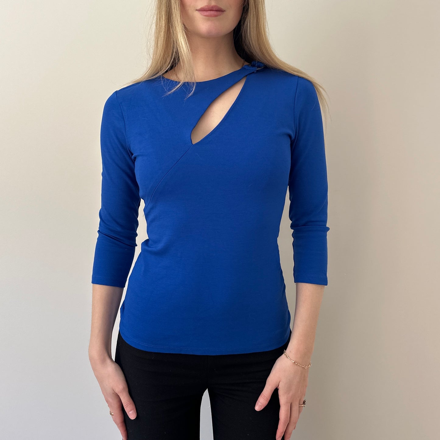 Vintage cobalt blue 3/4 sleeve top
