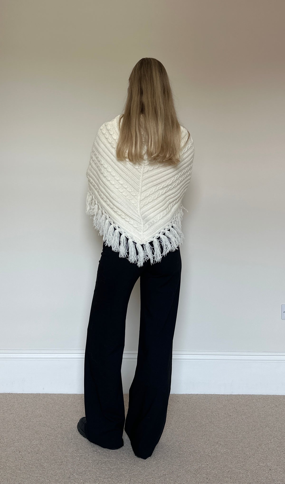 Vintage cream Tassle poncho