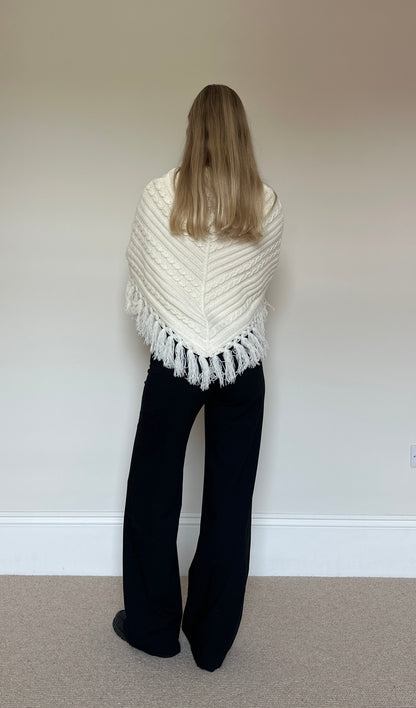Vintage cream Tassle poncho