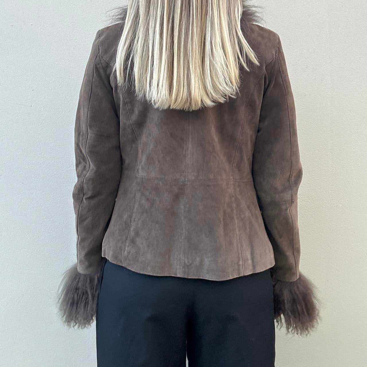 Vintage 00s chocolate brown afghan coat