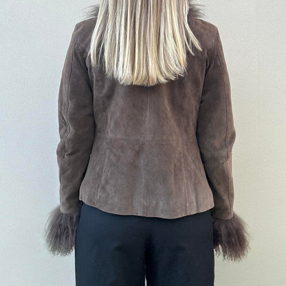 Vintage 00s chocolate brown afghan coat