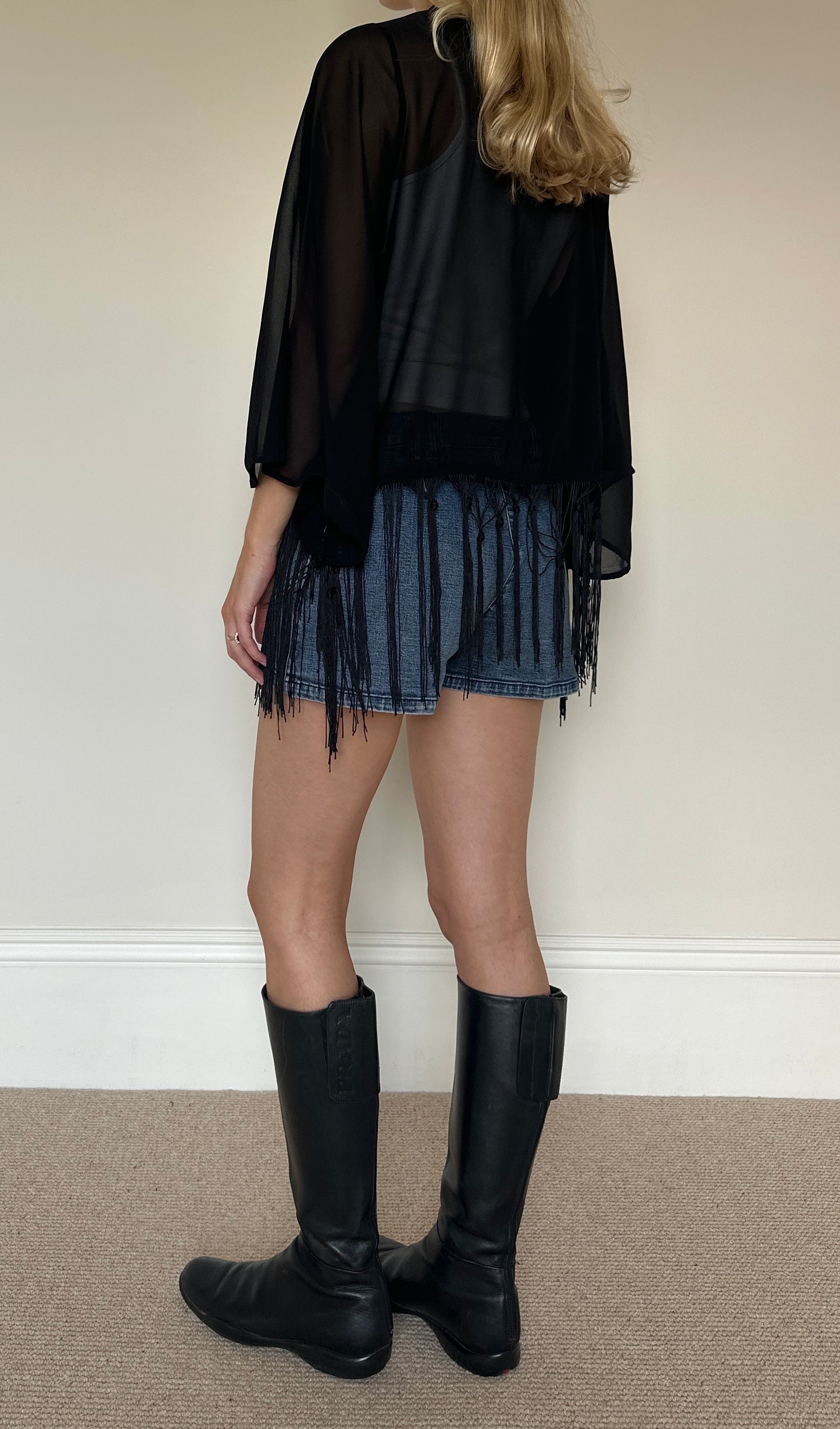 Vintage Chiffon Tassle Shrug