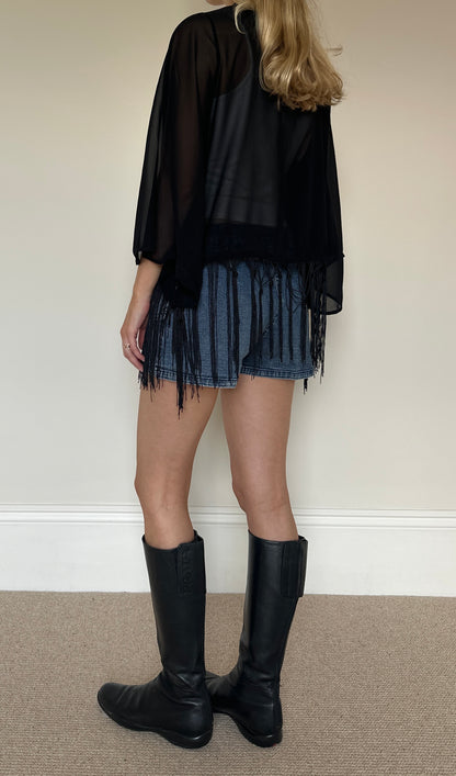 Vintage Chiffon Tassle Shrug