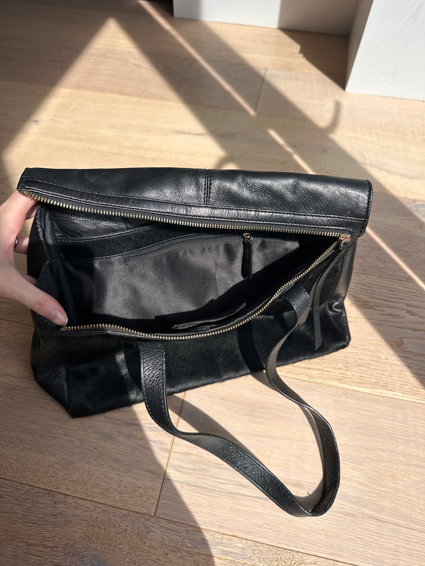 Vintage leather & pony skin bag