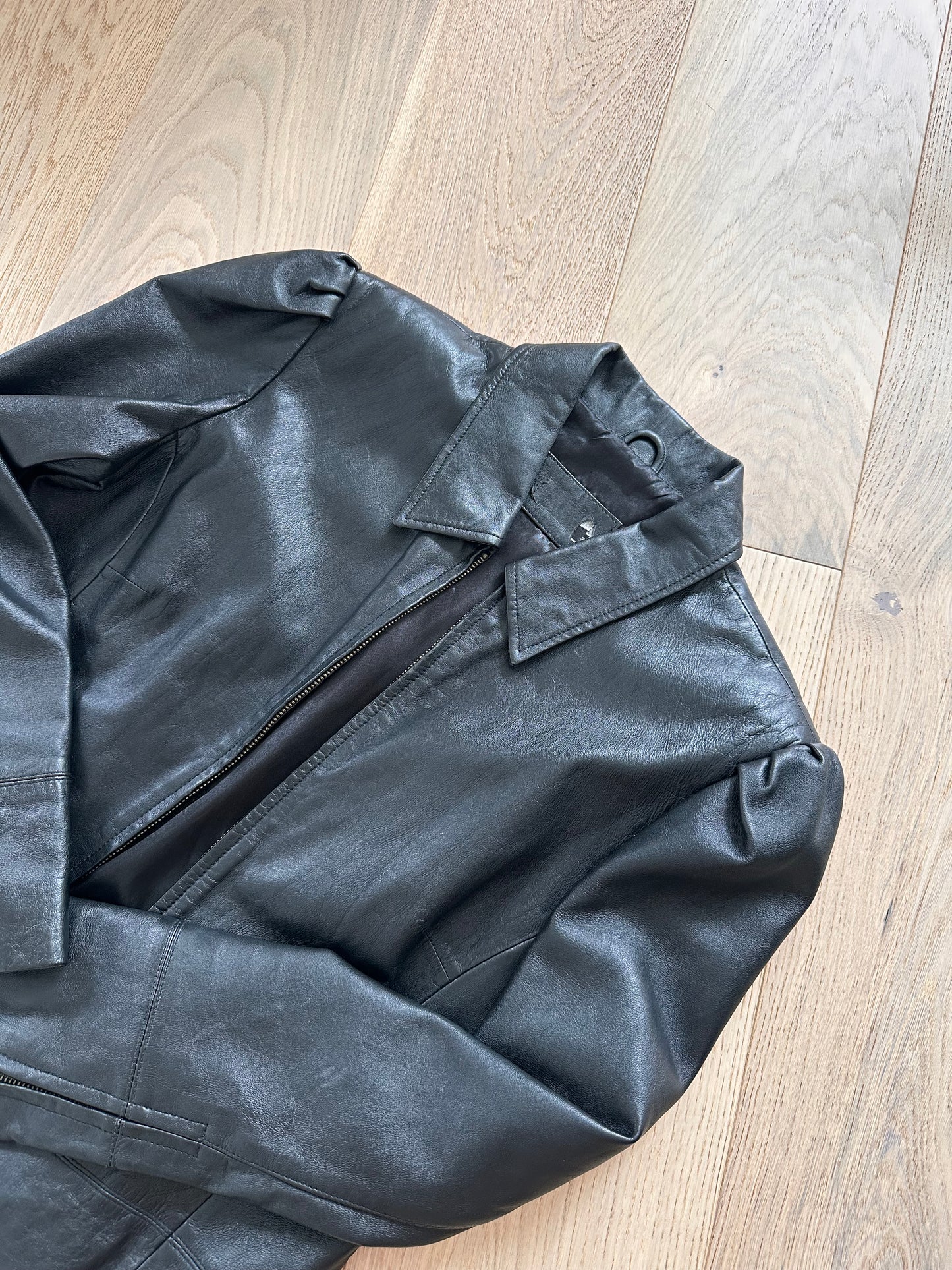SALE vintage leather puff sleeve jacket