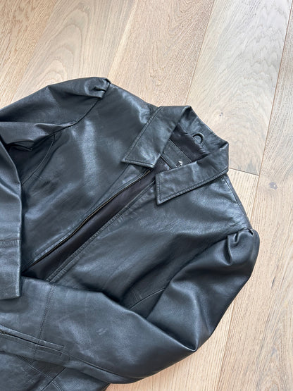 SALE vintage leather puff sleeve jacket