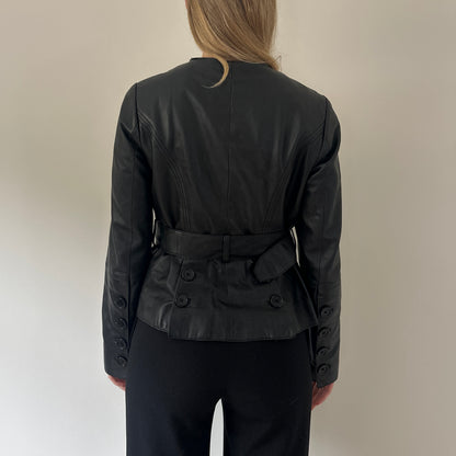 Vintage leather asymmetrical jacket