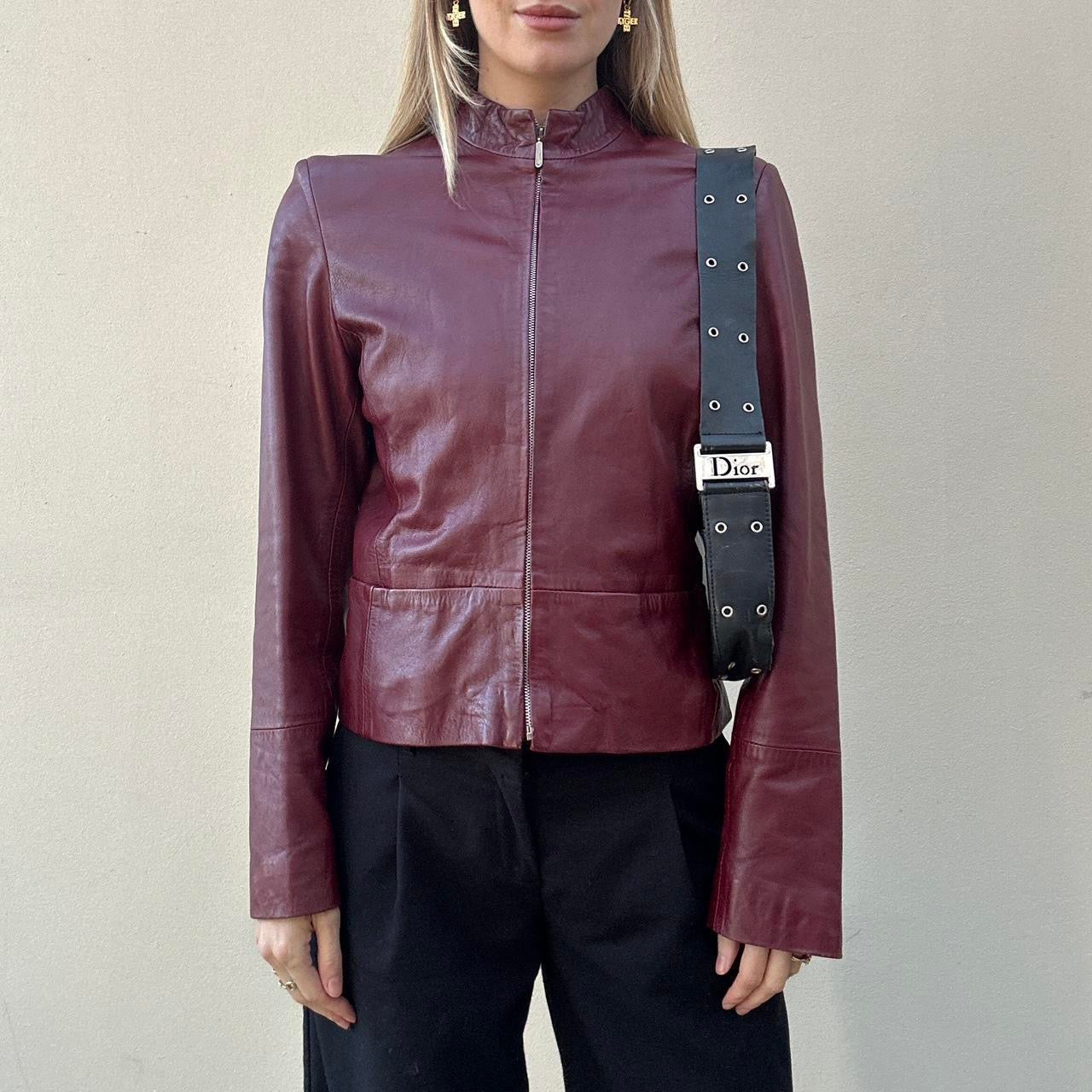 Vintage 00s burgundy leather jacket