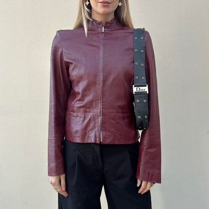 Vintage 00s burgundy leather jacket