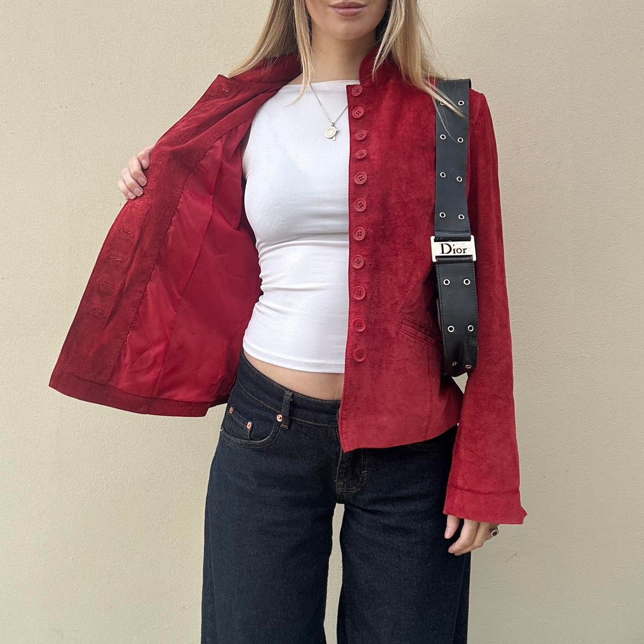 Vintage 90s red suede jacket