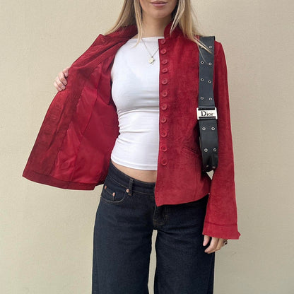 Vintage 90s red suede jacket