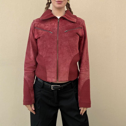 Vintage 90s red suede jacket