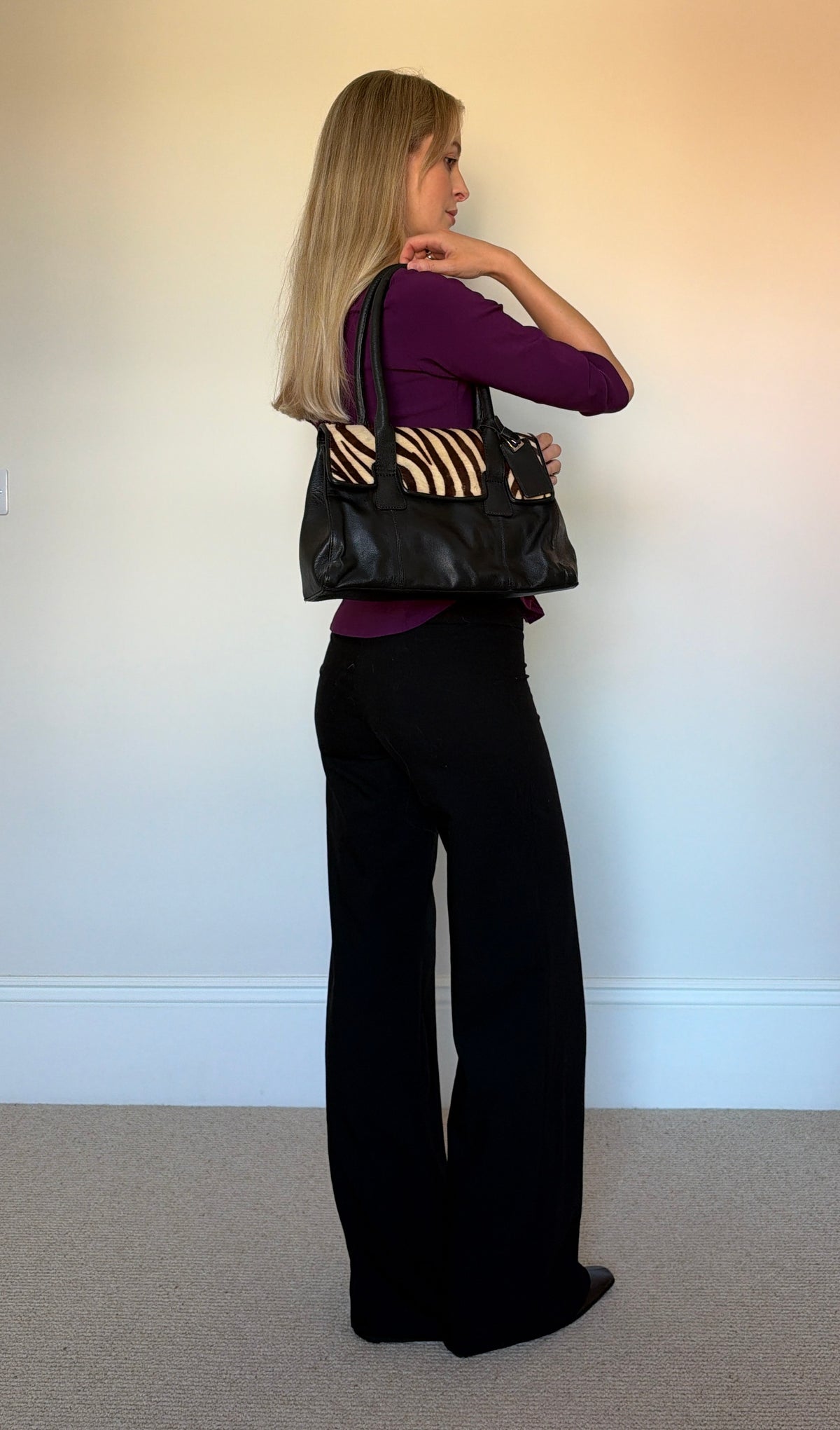 Vintage zebra skin leather bag