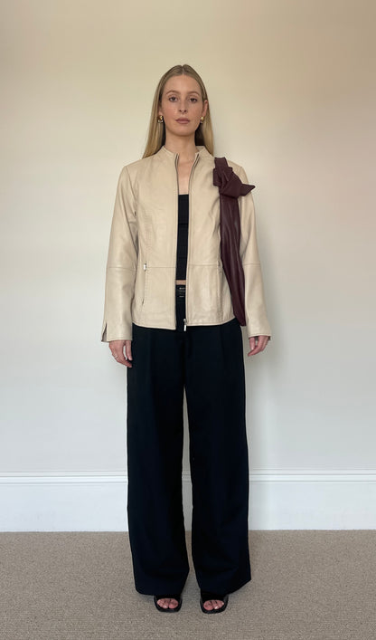 Vintage cream leather jacket