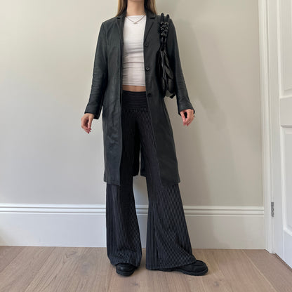 Vintage black leather trench coat