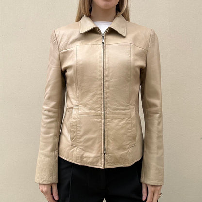 Vintage 00s cream leather jacket