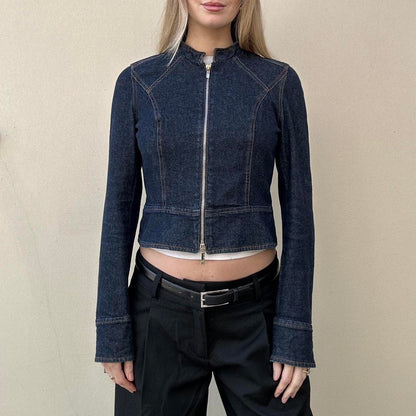 Vintage 00s denim double zip jacket