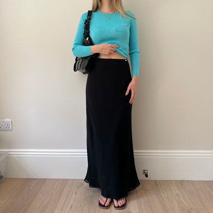 Vintage black chiffon double layer skirt