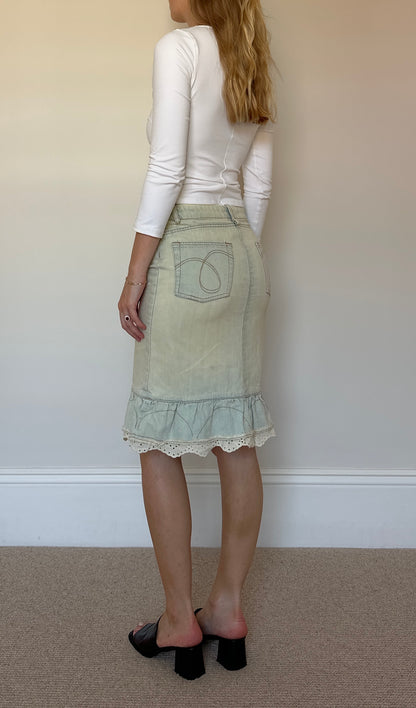 vintage denim midi skirt