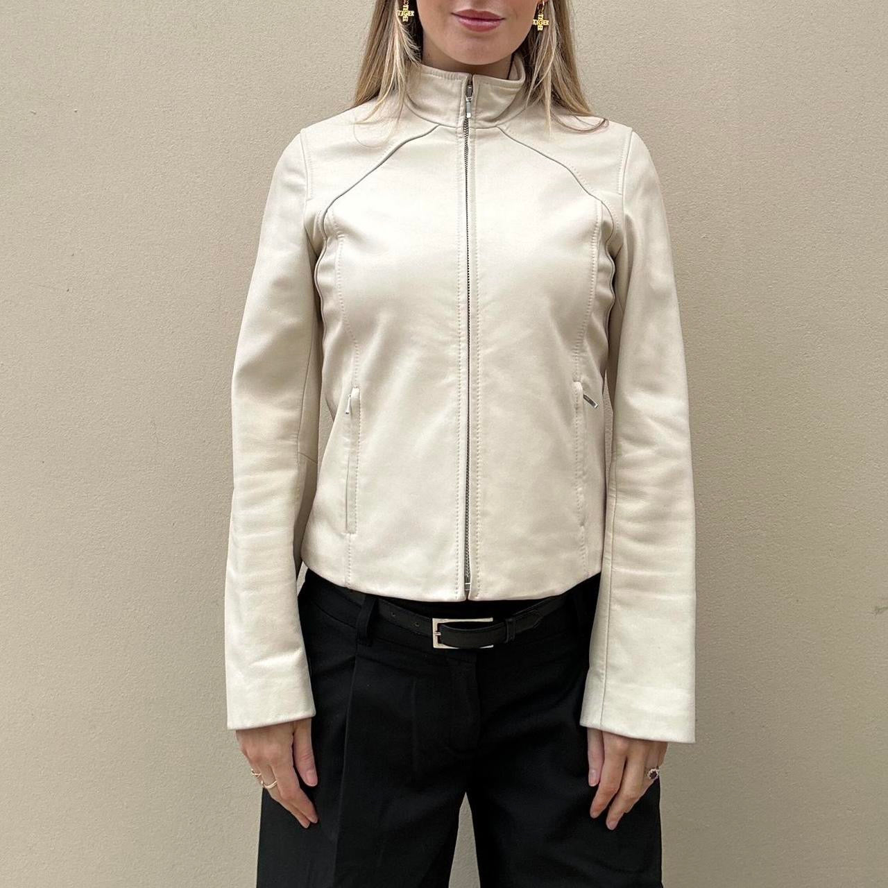 Vintage 00s cream leather jacket
