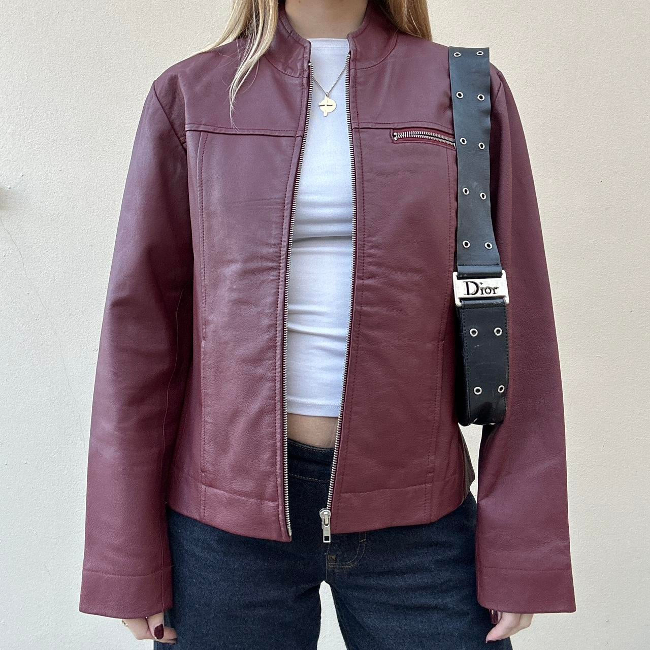 Vintage 00s burgundy leather jacket