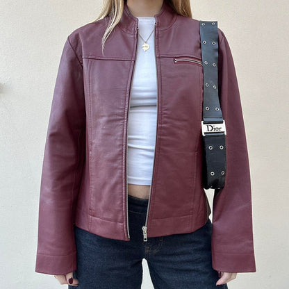 Vintage 00s burgundy leather jacket