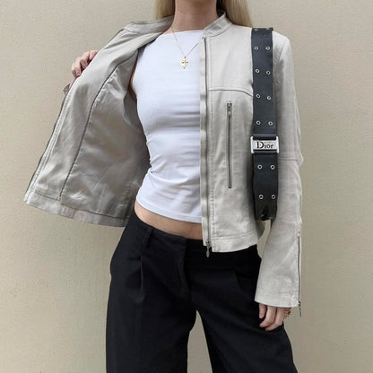 Vintage 00s faux suede biker jacket