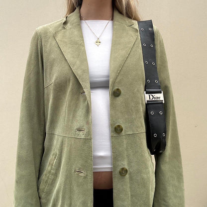 Sage green suede long coat