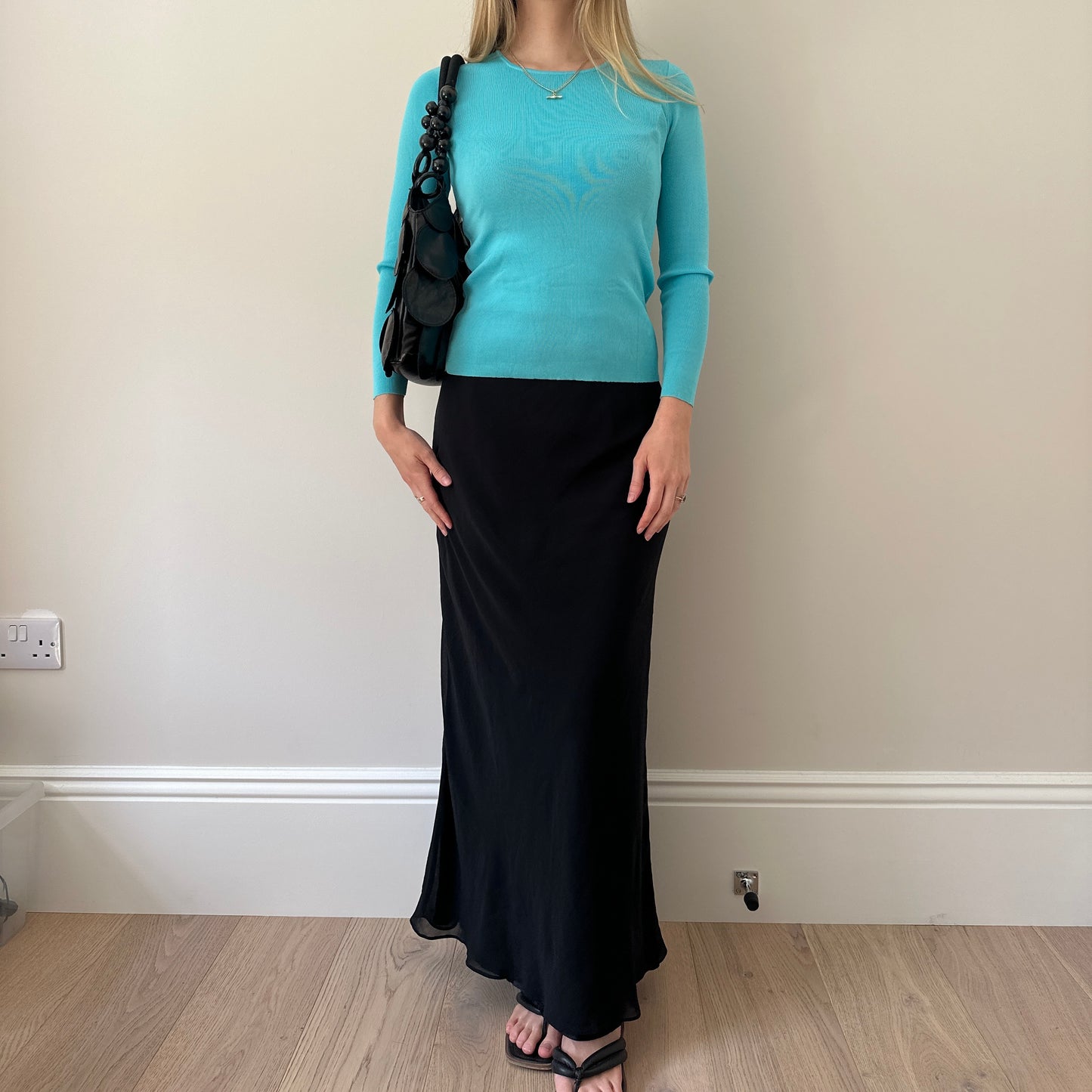 Vintage black chiffon double layer skirt