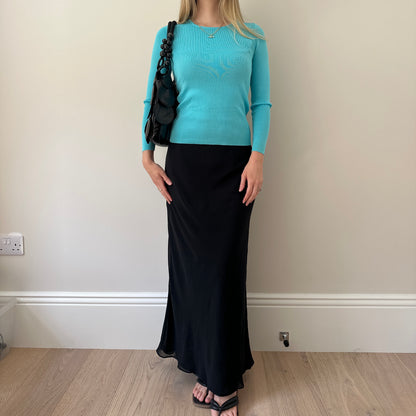 Vintage black chiffon double layer skirt