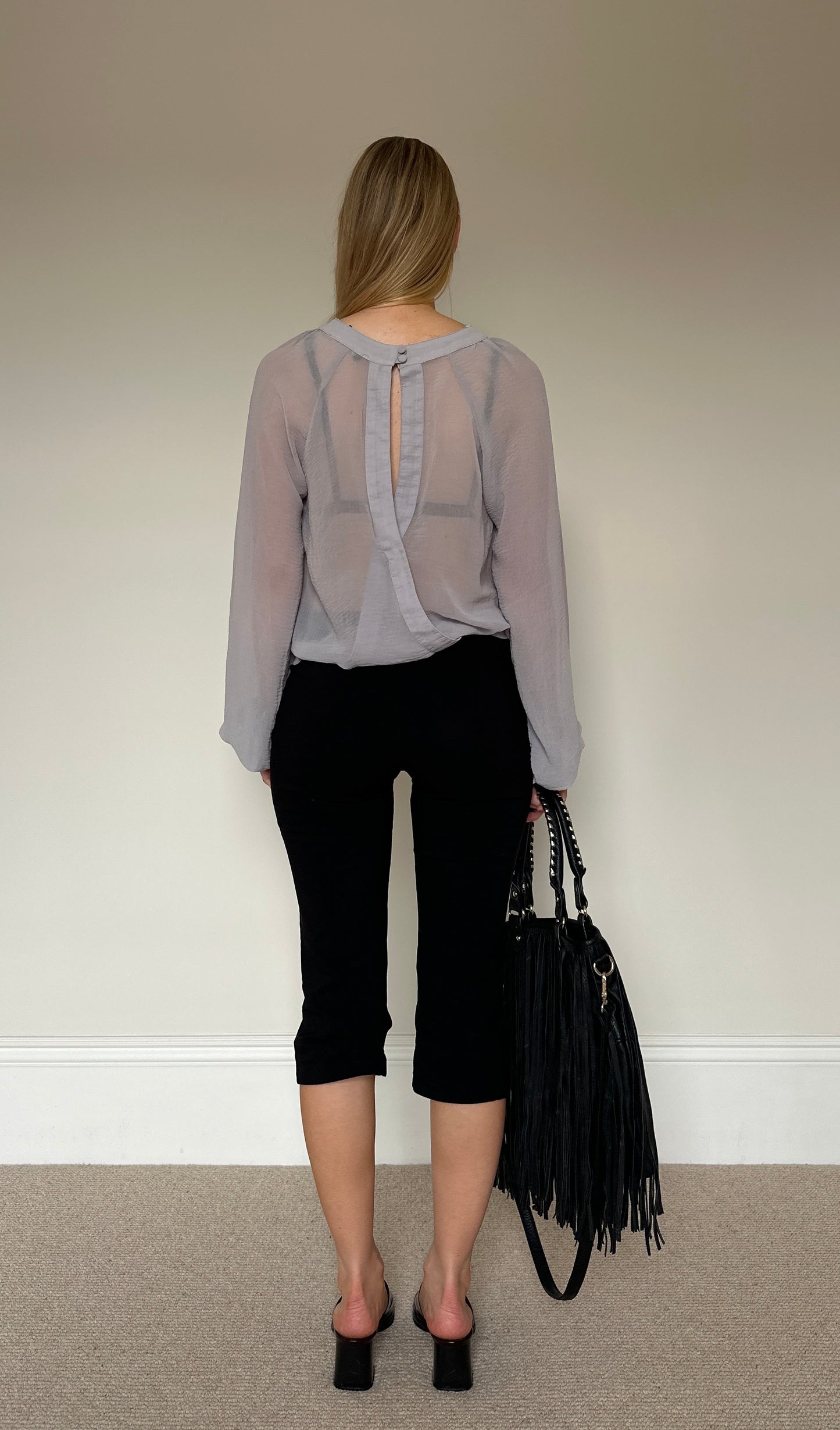 Vintage Silver/Grey Open Back Blouse
