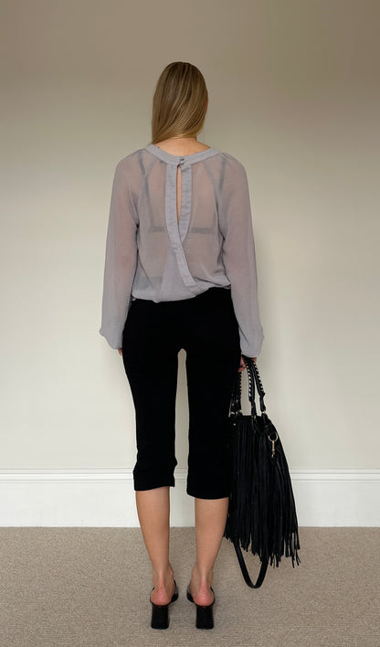 Vintage Silver/Grey Open Back Blouse