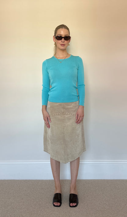 Vintage camel real suede skirt